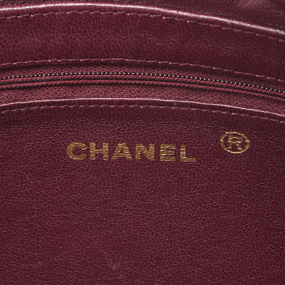 CHANEL Matelasse with Pull Charm Round Double Chain Shoulder Bag Lambskin Black Gold -Tone Hardware, Pre-Owned