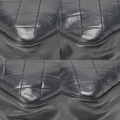 CHANEL Matelasse with Pull Charm Round Double Chain Shoulder Bag Lambskin Black Gold -Tone Hardware, Pre-Owned