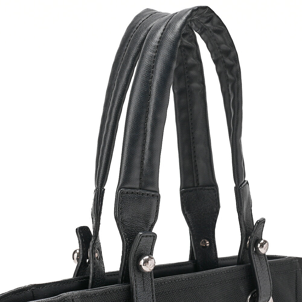 CHANEL Tote Bag Coated Canvas Paris Ritz PM Coco Charm Black Silver-Tone Hardware, Pre-Owned