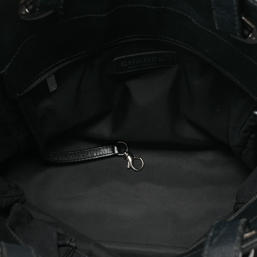 CHANEL Tote Bag Coated Canvas Paris Ritz PM Coco Charm Black Silver-Tone Hardware, Pre-Owned