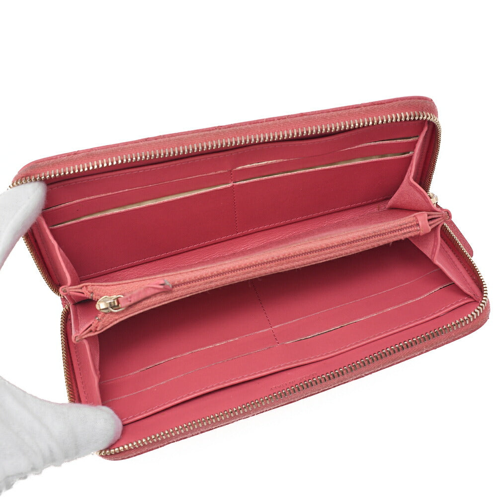 CHANEL Matelasse Round Long Wallet Caviar Skin Pink Gold -Tone Hardware, Pre-Owned