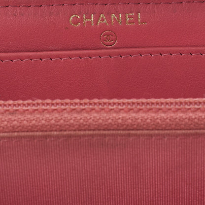 CHANEL Matelasse Round Long Wallet Caviar Skin Pink Gold -Tone Hardware, Pre-Owned