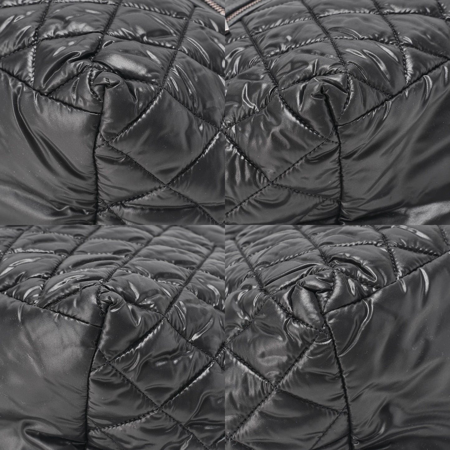 CHANEL Shoulder Bag Tote Bag Nylon Black Silver -Tone Hardware, Pre-Owned