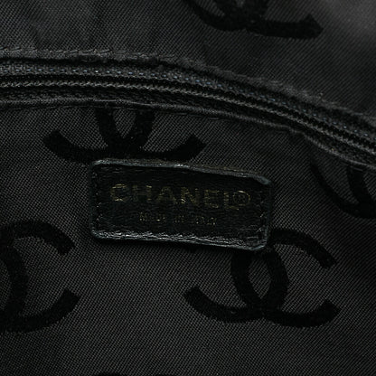 CHANEL Coco Mark Wild Stitch Handbag Calf Leather Black Gold-Tone Hardware, Pre-Owned