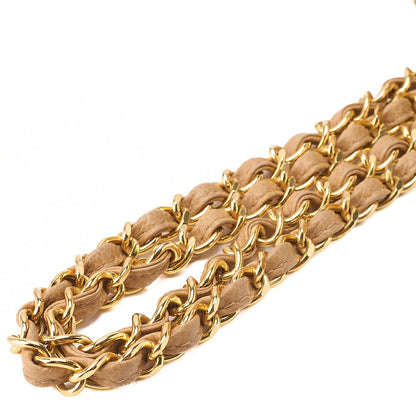 CHANEL Matelasse  Turnlock Chain Shoulder Logo Charm Caviarski Beige Gold-Tone Hardware, Pre-Owned