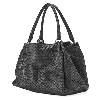 BOTTEGA VENETA Intrecciato Lambskin One Shoulder Back Black Black-Tone Hardware, Pre-Owned