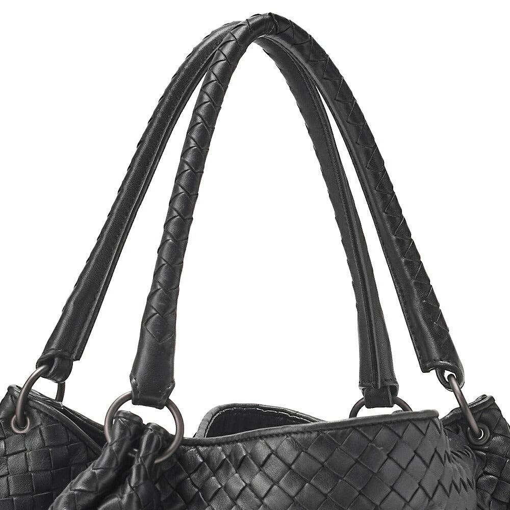 BOTTEGA VENETA Intrecciato Lambskin One Shoulder Back Black Black-Tone Hardware, Pre-Owned