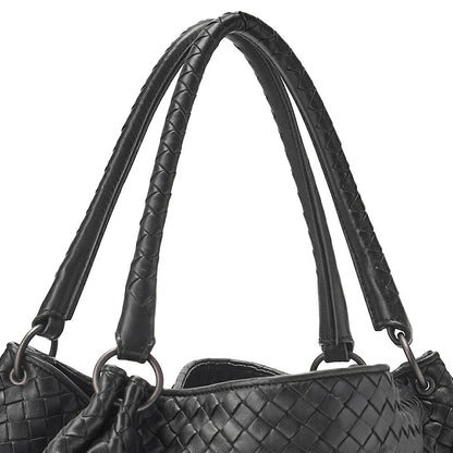 BOTTEGA VENETA Intrecciato Lambskin One Shoulder Back Black Black-Tone Hardware, Pre-Owned