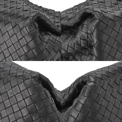 BOTTEGA VENETA Intrecciato Lambskin One Shoulder Back Black Black-Tone Hardware, Pre-Owned