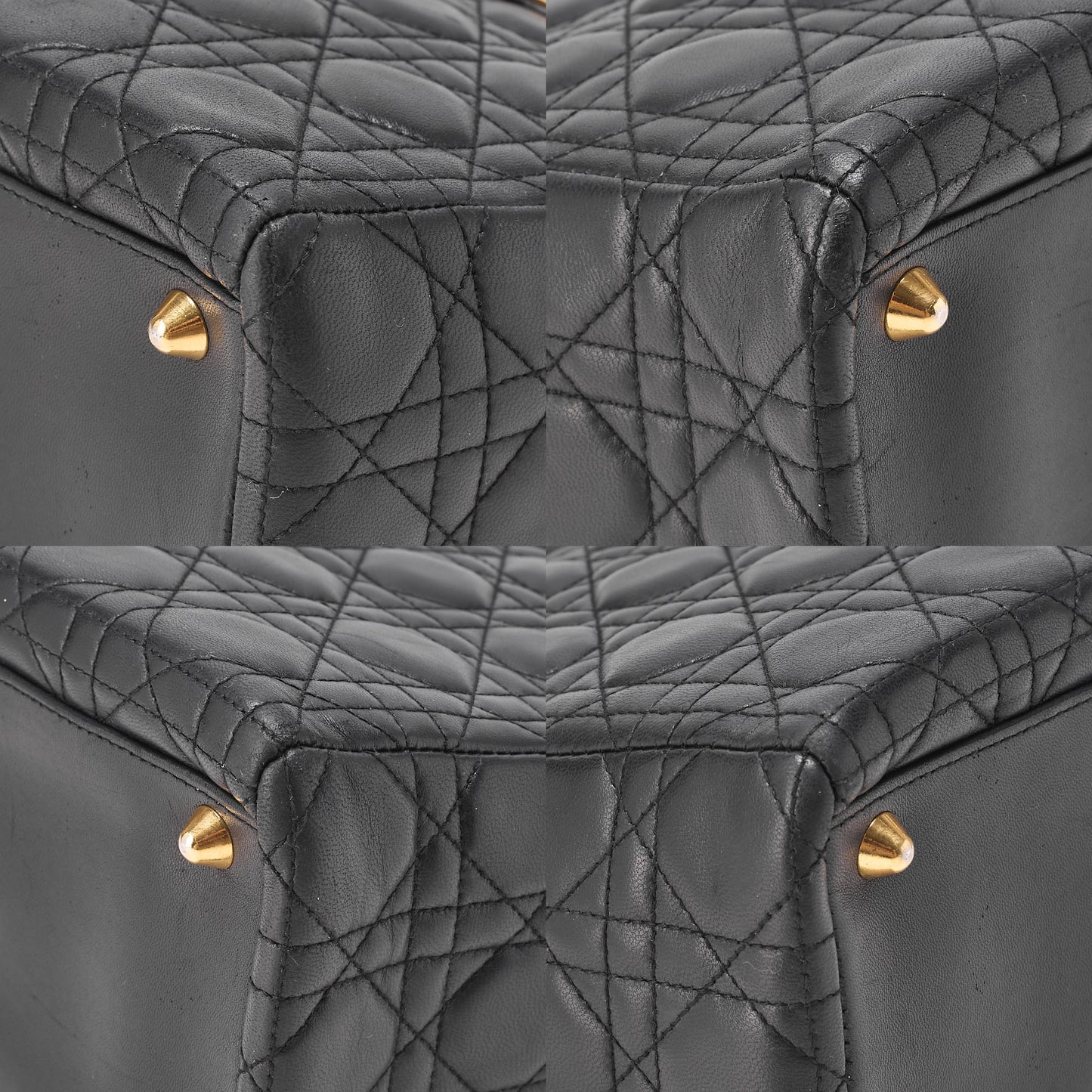 Dior Lady Dior Cannage Handbag Large Size Lambskin Gold-Tone Hardware, Pre-Owned