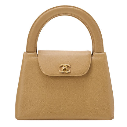 CHANEL Handbag Mini Kelly Shape Caviar Skin Beige Gold-Tone Hardware, Pre-Owned