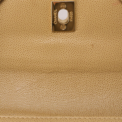 CHANEL Handbag Mini Kelly Shape Caviar Skin Beige Gold-Tone Hardware, Pre-Owned