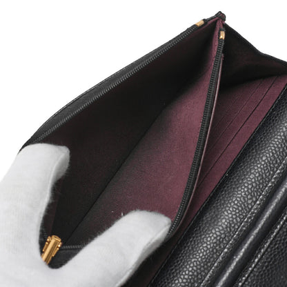 CHANEL Matelasse Chain Wallet Caviar Skin Black Gold -Tone Hardware, Pre-Owned