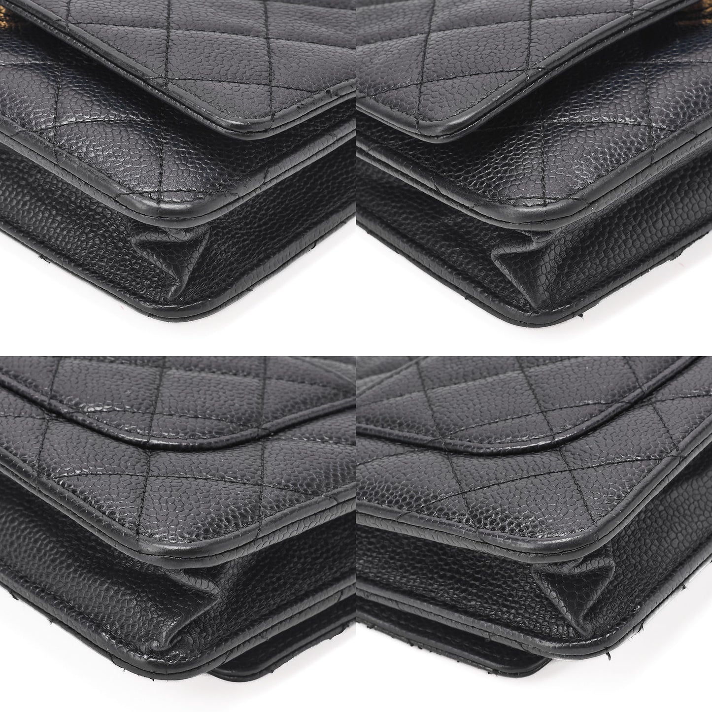 CHANEL Matelasse Chain Wallet Caviar Skin Black Gold -Tone Hardware, Pre-Owned