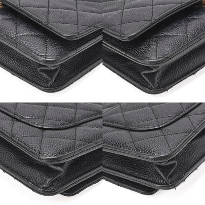 CHANEL Matelasse Chain Wallet Caviar Skin Black Gold -Tone Hardware, Pre-Owned