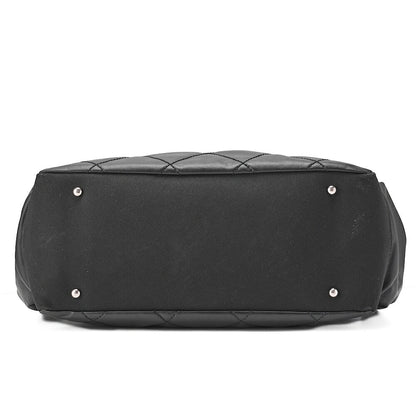 CHANEL Tote Bag Coated Canvas Paris Biarritz GM Coco Charm Black Silver-Tone Hardware, Pre-Owned