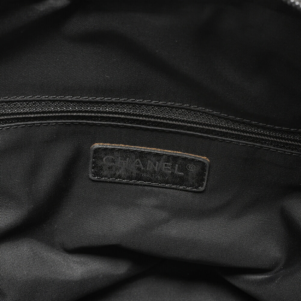 CHANEL Tote Bag Coated Canvas Paris Biarritz GM Coco Charm Black Silver-Tone Hardware, Pre-Owned