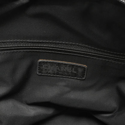 CHANEL Tote Bag Coated Canvas Paris Biarritz GM Coco Charm Black Silver-Tone Hardware, Pre-Owned