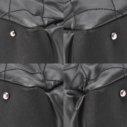 CHANEL Tote Bag Coated Canvas Paris Biarritz GM Coco Charm Black Silver-Tone Hardware, Pre-Owned