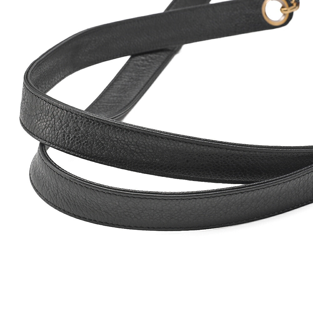 CHANEL Caviar Skin Triple Coco with Ball Charm W Chain Shoulder Black Gold -Tone Hardware, Pre-Owned