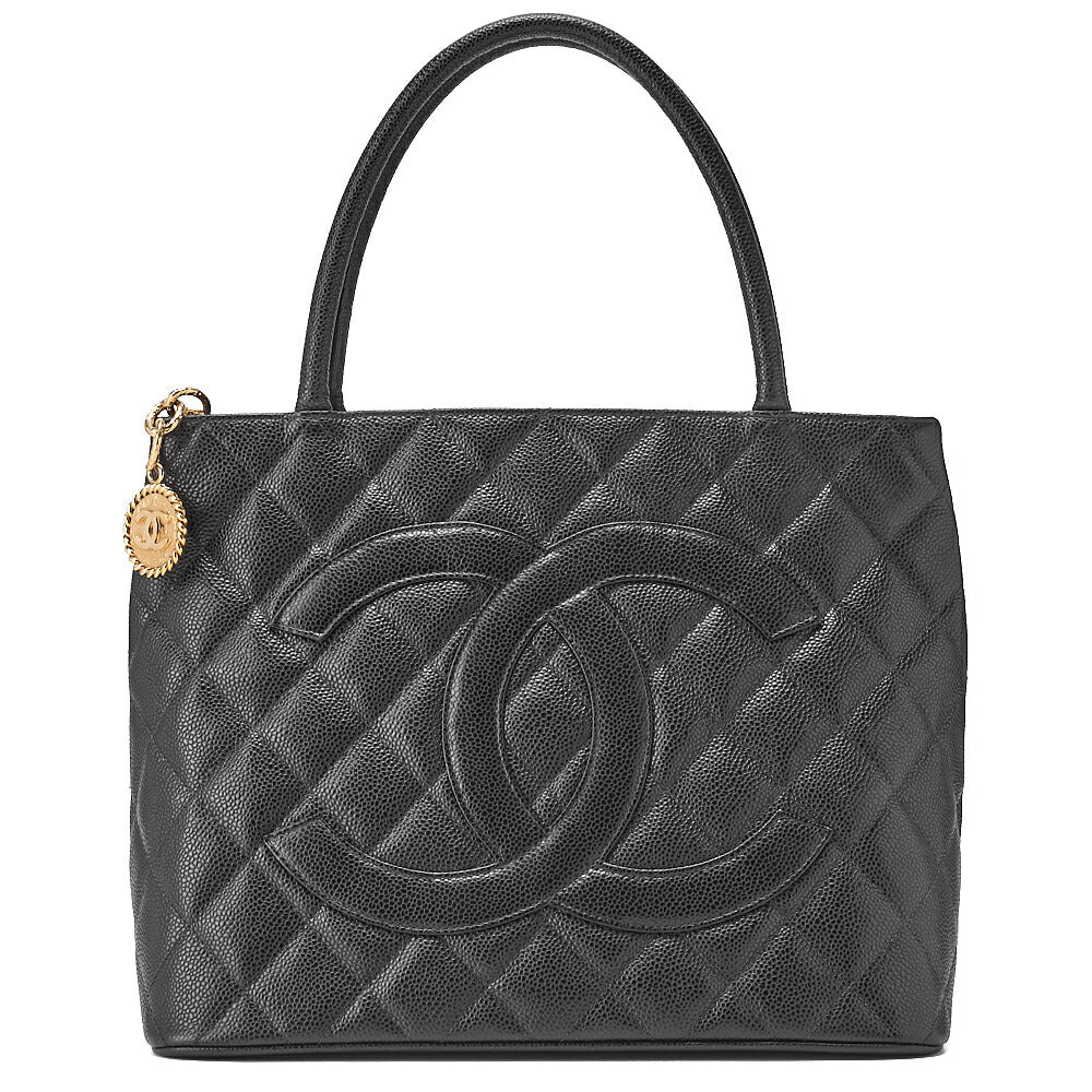 CHANEL Matelasse Reprint Tote Caviar Skin Black Gold-Tone Hardware, Pre-Owned