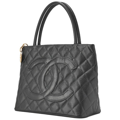 CHANEL Matelasse Reprint Tote Caviar Skin Black Gold-Tone Hardware, Pre-Owned