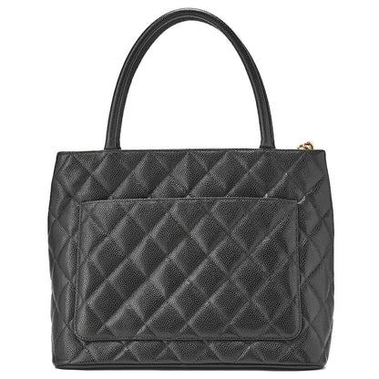 CHANEL Matelasse Reprint Tote Caviar Skin Black Gold-Tone Hardware, Pre-Owned
