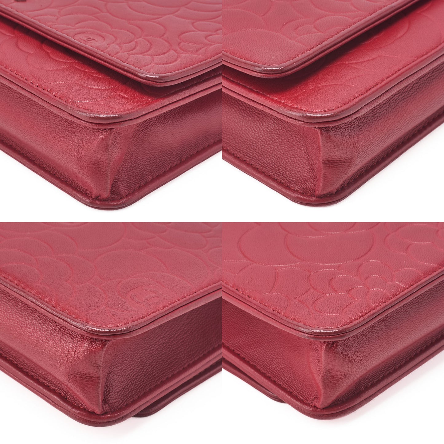 CHANEL Shoulder Bag Chain Wallet Lambskin Red Silver-Tone Hardware, Pre-Owned