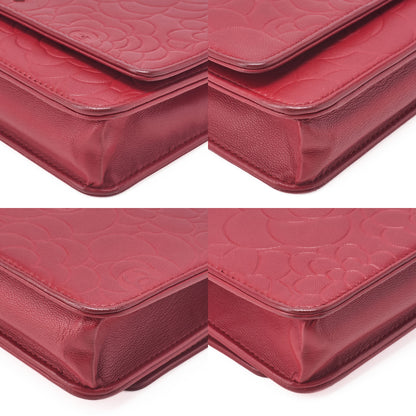 CHANEL Shoulder Bag Chain Wallet Lambskin Red Silver-Tone Hardware, Pre-Owned