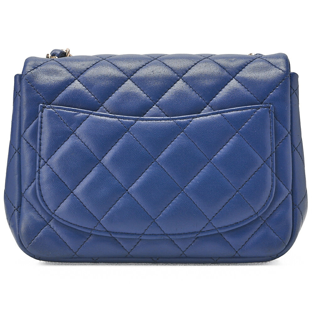 CHANEL Chain Shoulder Bag Mini Matelasse 18cm Lambskin Blue Gold-Tone Hardware, Pre-Owned