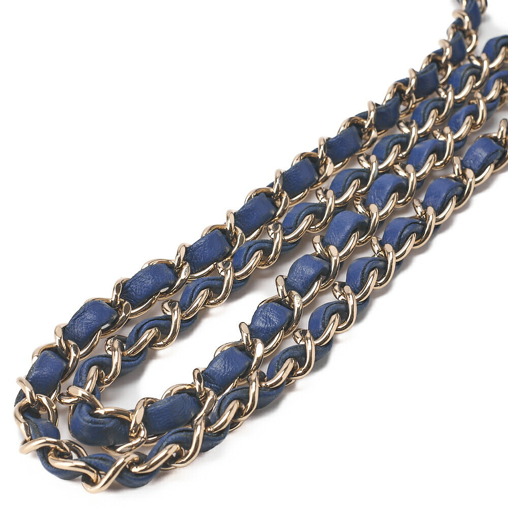 CHANEL Chain Shoulder Bag Mini Matelasse 18cm Lambskin Blue Gold-Tone Hardware, Pre-Owned