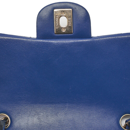 CHANEL Chain Shoulder Bag Mini Matelasse 18cm Lambskin Blue Gold-Tone Hardware, Pre-Owned