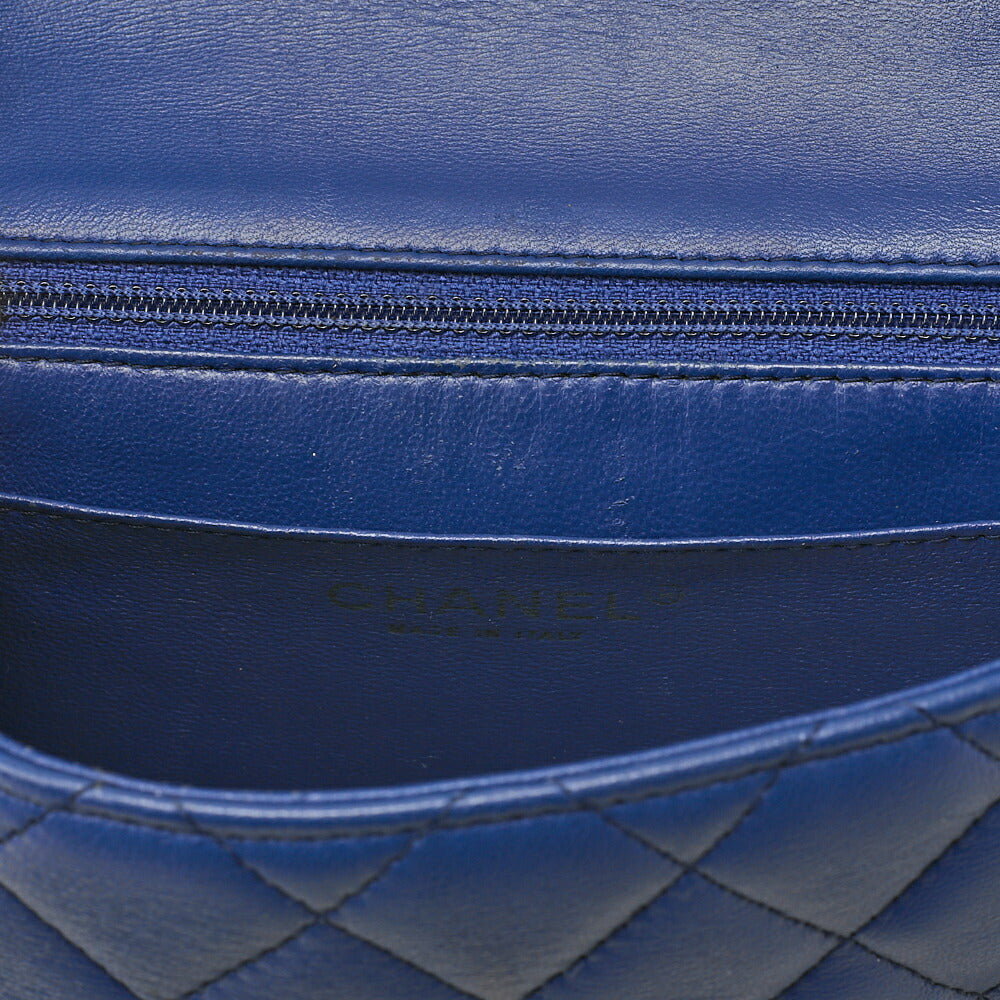 CHANEL Chain Shoulder Bag Mini Matelasse 18cm Lambskin Blue Gold-Tone Hardware, Pre-Owned