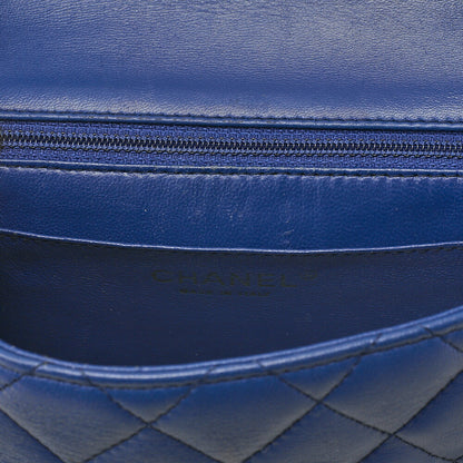 CHANEL Chain Shoulder Bag Mini Matelasse 18cm Lambskin Blue Gold-Tone Hardware, Pre-Owned