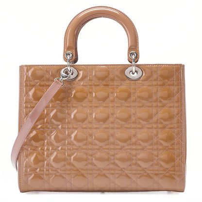 Dior Lady Dior Canage Handbag Large Size Enamel Silver -Tone Hardware, Pre-Owned