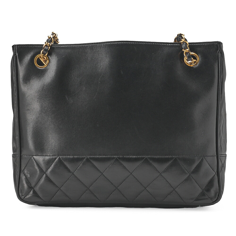 CHANEL Shoulder Bag Pull Charm Double Chain Shoulder Lambskin Black Gold-Tone Hardware, Pre-Owned