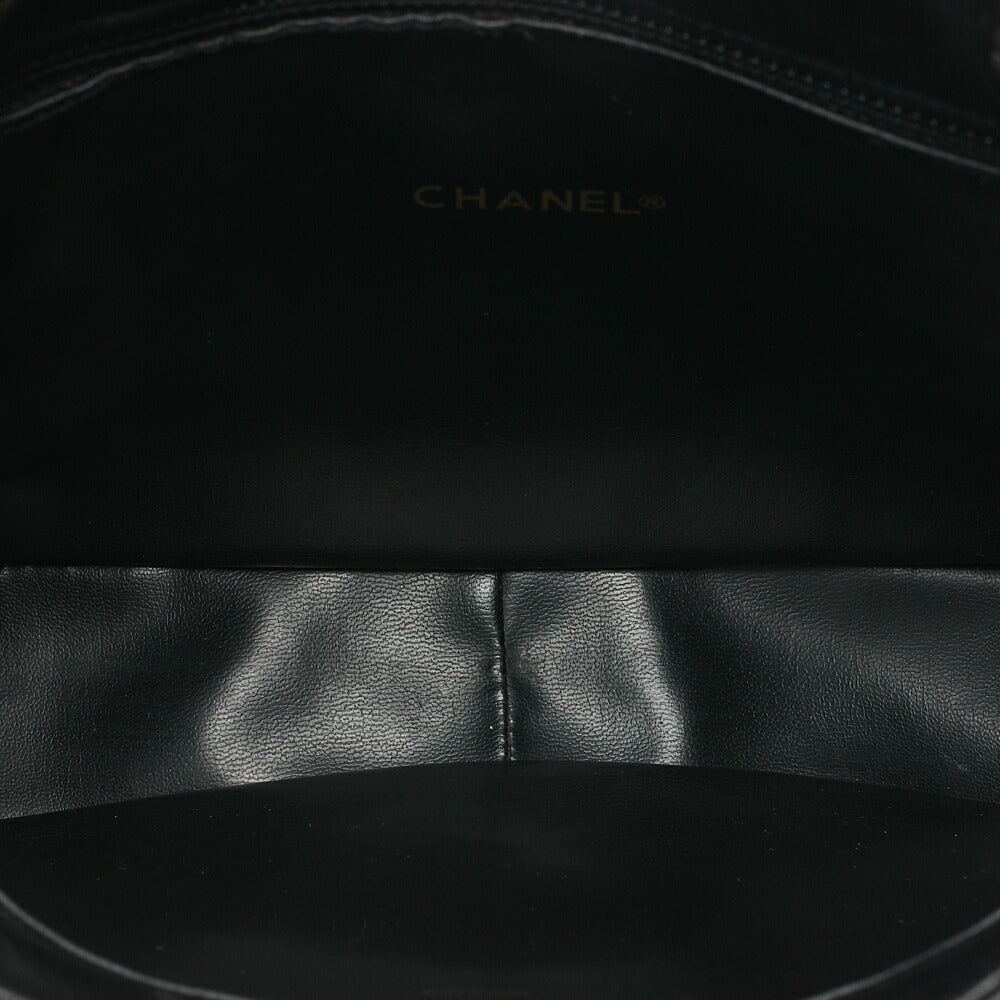 CHANEL Shoulder Bag Pull Charm Double Chain Shoulder Lambskin Black Gold-Tone Hardware, Pre-Owned