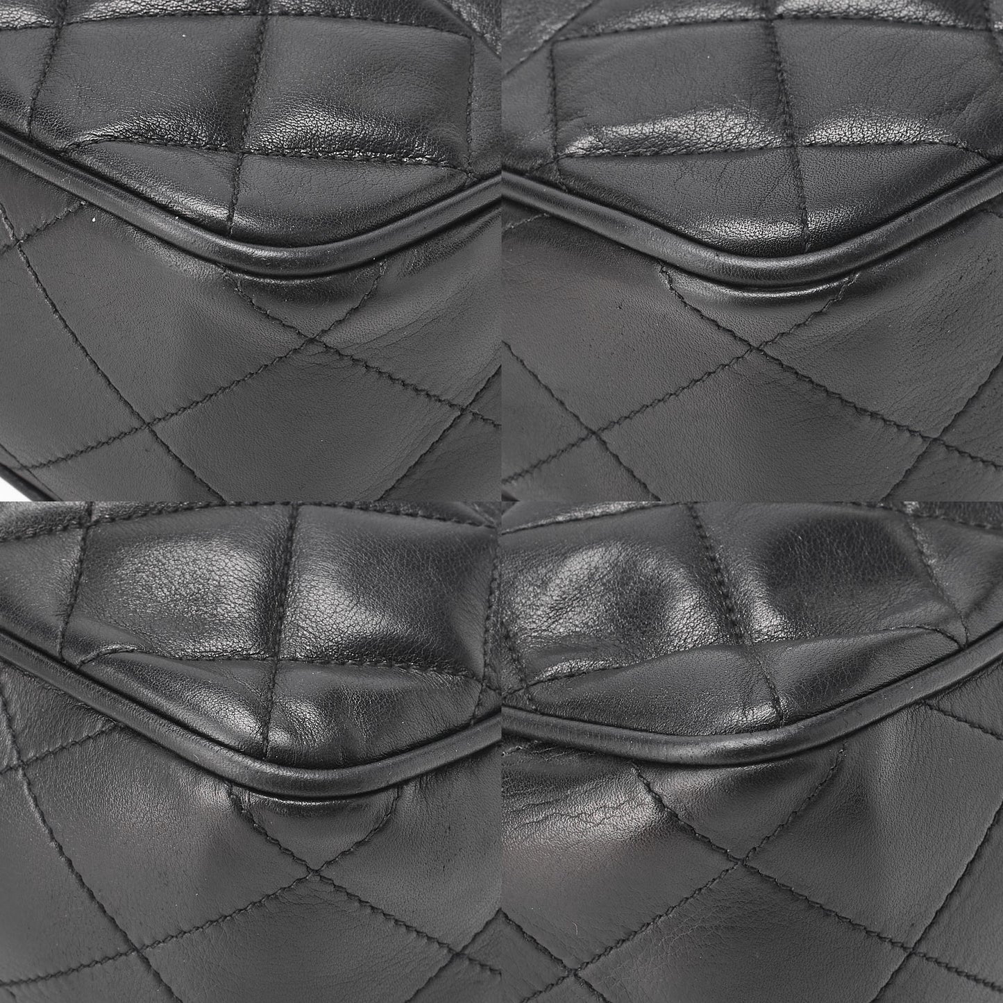 CHANEL Shoulder Bag Pull Charm Double Chain Shoulder Lambskin Black Gold-Tone Hardware, Pre-Owned