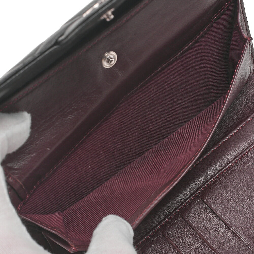 CHANEL Matelasse Tri-Fold Wallet Lambskin Black Gold-Tone Hardware, Pre-Owned