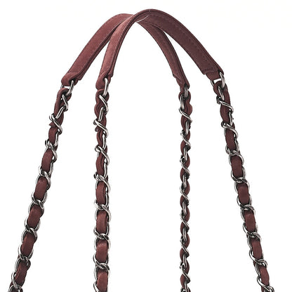CHANEL Leather x Sparkle Leather Double Stitch with Coco Charm Chain Shoulder Bordeaux Silver-Tone Hardware, Pre-Owned