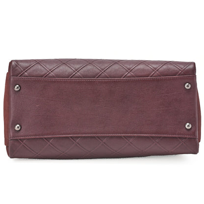 CHANEL Leather x Sparkle Leather Double Stitch with Coco Charm Chain Shoulder Bordeaux Silver-Tone Hardware, Pre-Owned