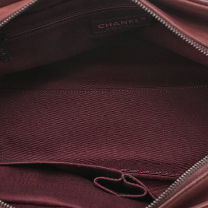 CHANEL Leather x Sparkle Leather Double Stitch with Coco Charm Chain Shoulder Bordeaux Silver-Tone Hardware, Pre-Owned