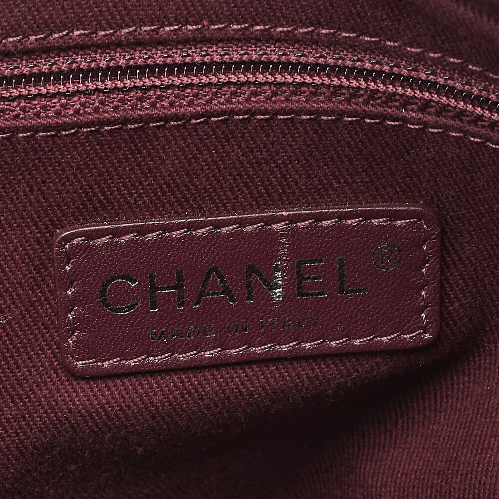CHANEL Leather x Sparkle Leather Double Stitch with Coco Charm Chain Shoulder Bordeaux Silver-Tone Hardware, Pre-Owned
