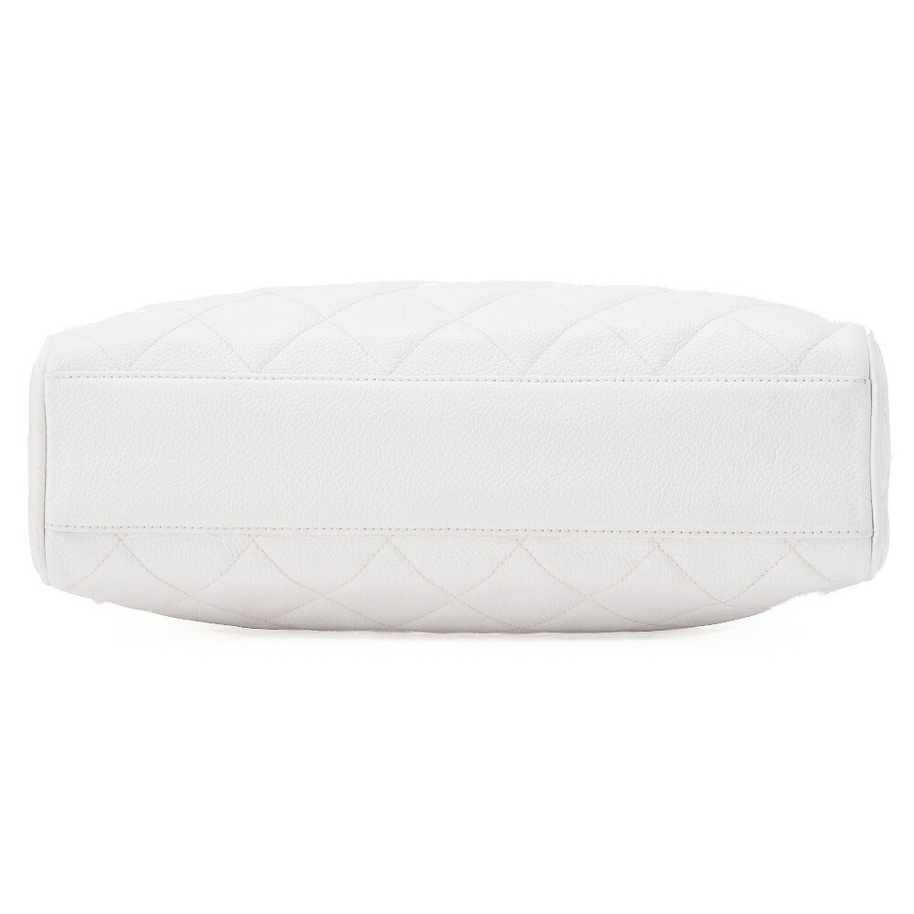 CHANEL Caviar Skin Cocomark Ball Charm Chain Shoulder White Gold -Tone Hardware, Pre-Owned