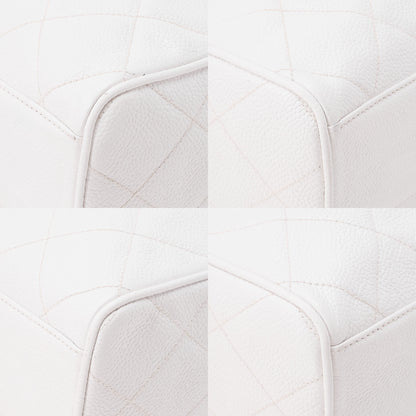 CHANEL Caviar Skin Cocomark Ball Charm Chain Shoulder White Gold -Tone Hardware, Pre-Owned