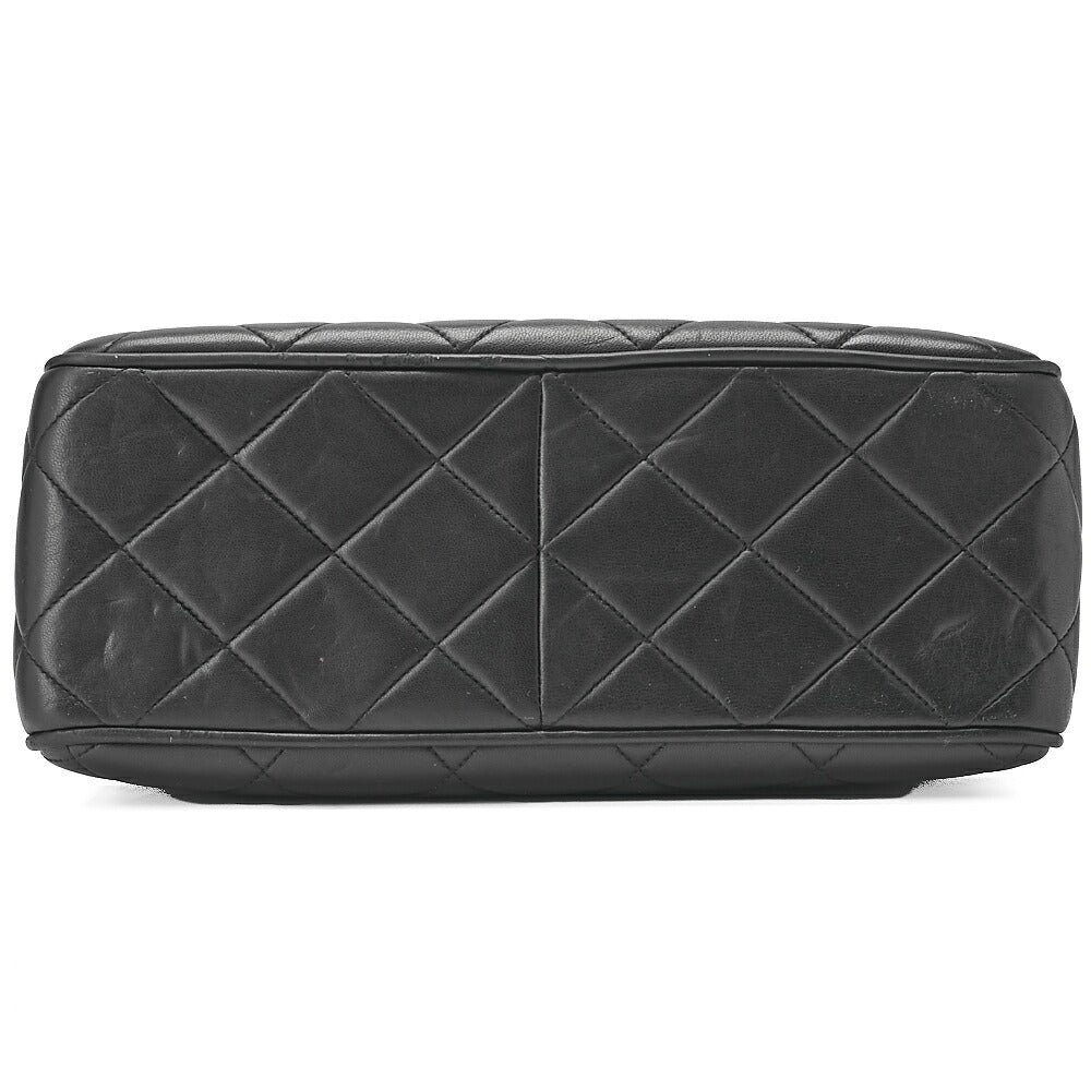 CHANEL Lambskin Matelasse Deca Coco Single Chain Shoulder Black Gold -Tone Hardware, Pre-Owned