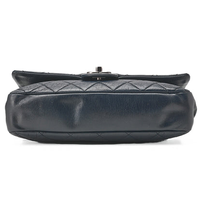 CHANEL Vintage Calf Matelasse Single Chain Shoulder Navy Silver-Tone Hardware, Pre-Owned