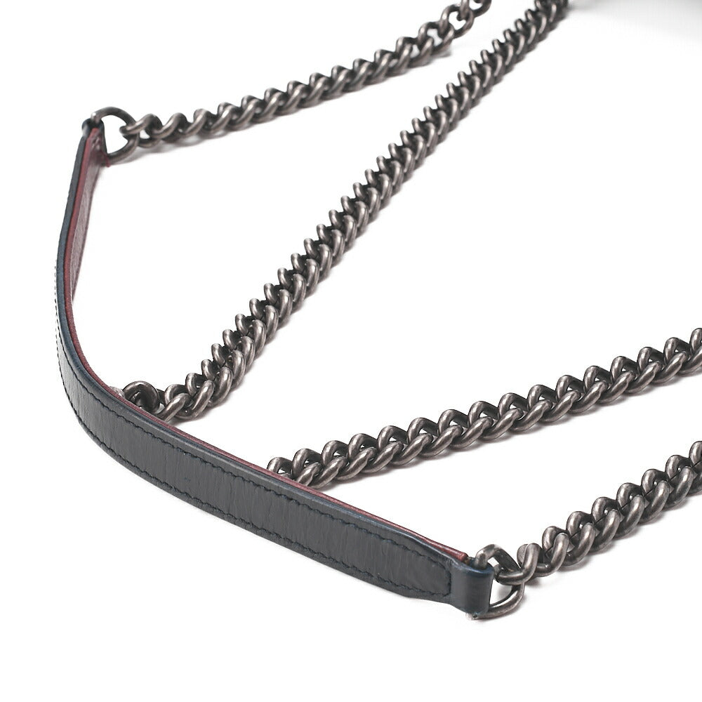 CHANEL Vintage Calf Matelasse Single Chain Shoulder Navy Silver-Tone Hardware, Pre-Owned