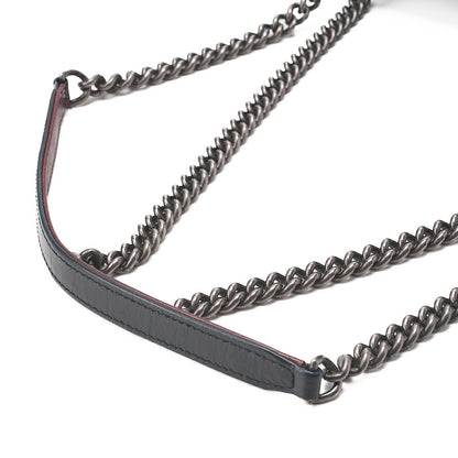 CHANEL Vintage Calf Matelasse Single Chain Shoulder Navy Silver-Tone Hardware, Pre-Owned