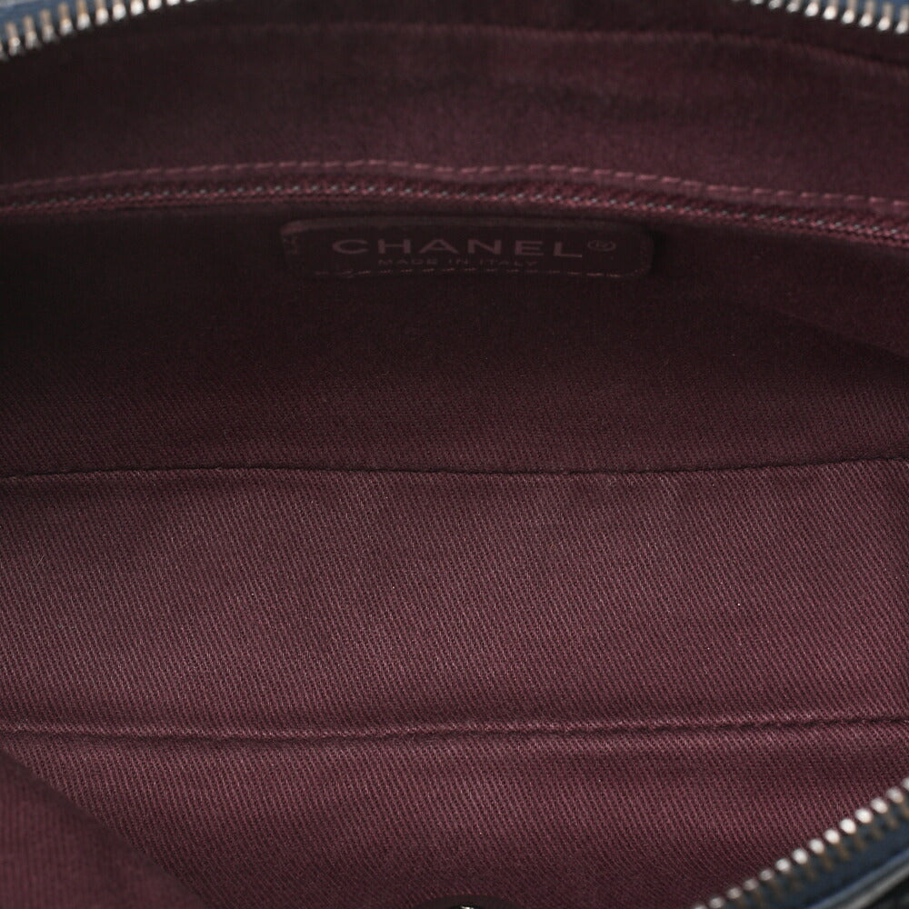 CHANEL Vintage Calf Matelasse Single Chain Shoulder Navy Silver-Tone Hardware, Pre-Owned